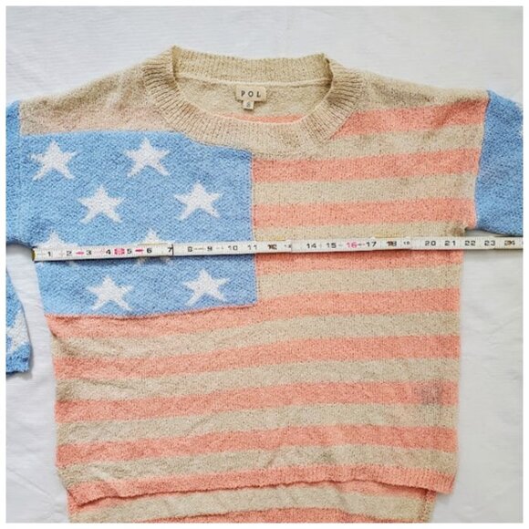 POL Oversize Loose Fit American Flag Lightweight Leisure Sweater Knit Top Size S - Picture 5 of 8